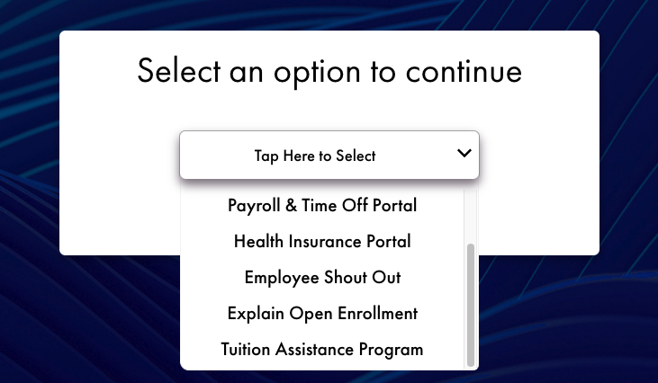 select an option to continue