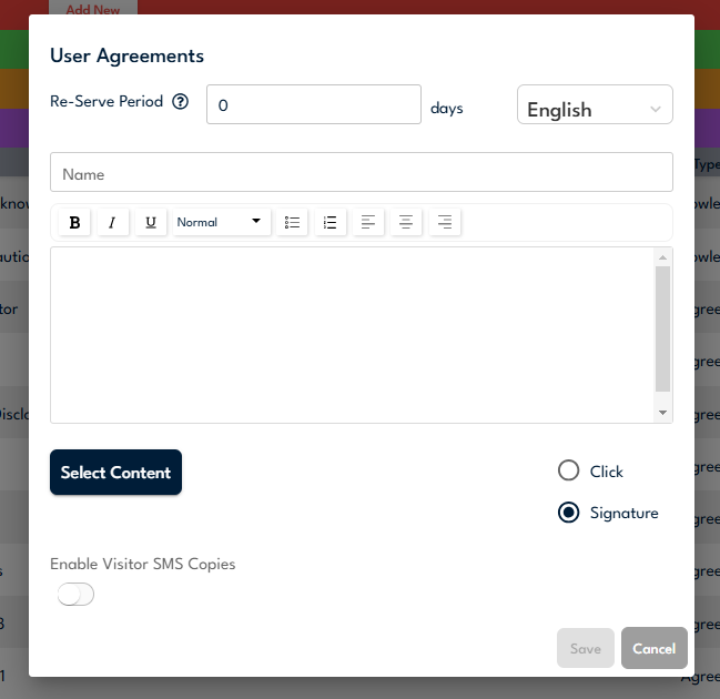 user agreements